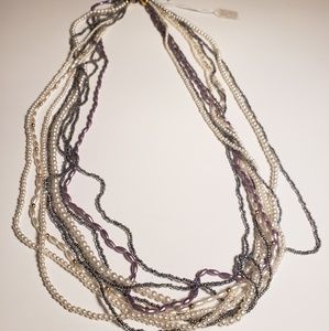 Multi-Strand Faux Pearl Bead Necklace